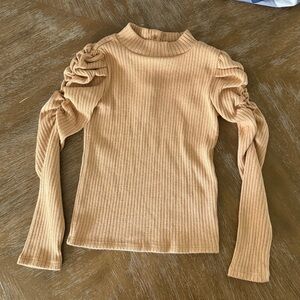 JANIE AND JACK Gold Ribbed Ruched Top 5